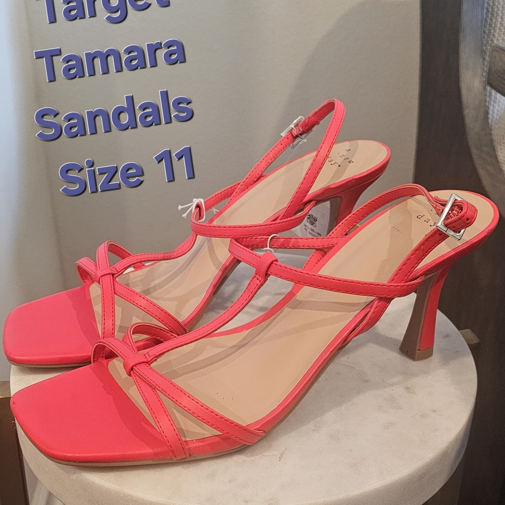 Target Pink Strappy Sandals with Medium Heel